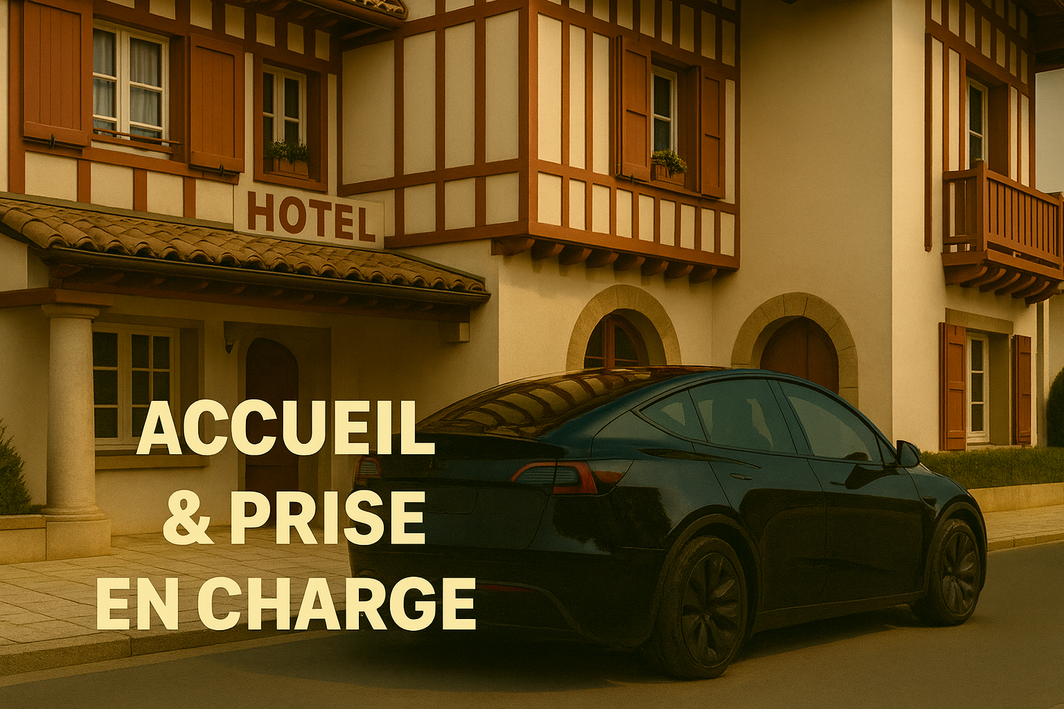 Chauffeur privé devant un hôtel sur la Côte Basque